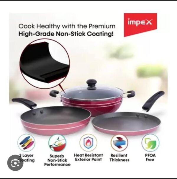 Impex Premium Non-Stick Cookware Set – 3 Piece Combo - Image 2