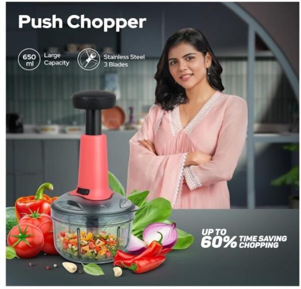 Impex Push Chopper – 650ml, Stainless Steel Blades - Image 2