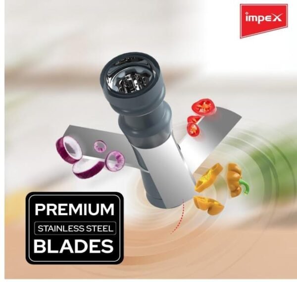 Impex Push Chopper – 650ml, Stainless Steel Blades - Image 3