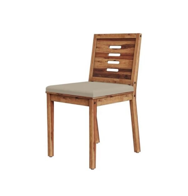 Simsim-Ginamon (6 seater) (with Cushion-Omega Pearl) -Natural Sheesham Wood Dining Set