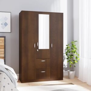Mozart 3 Door Wooden Wardrobe with Mirror for Bedroom